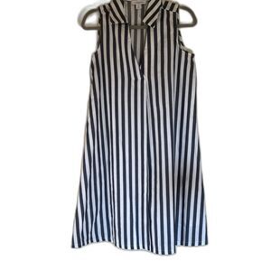 Women's Cotton Liz Claiborne Sleevless Colared Striped Dress -‎ Size 6